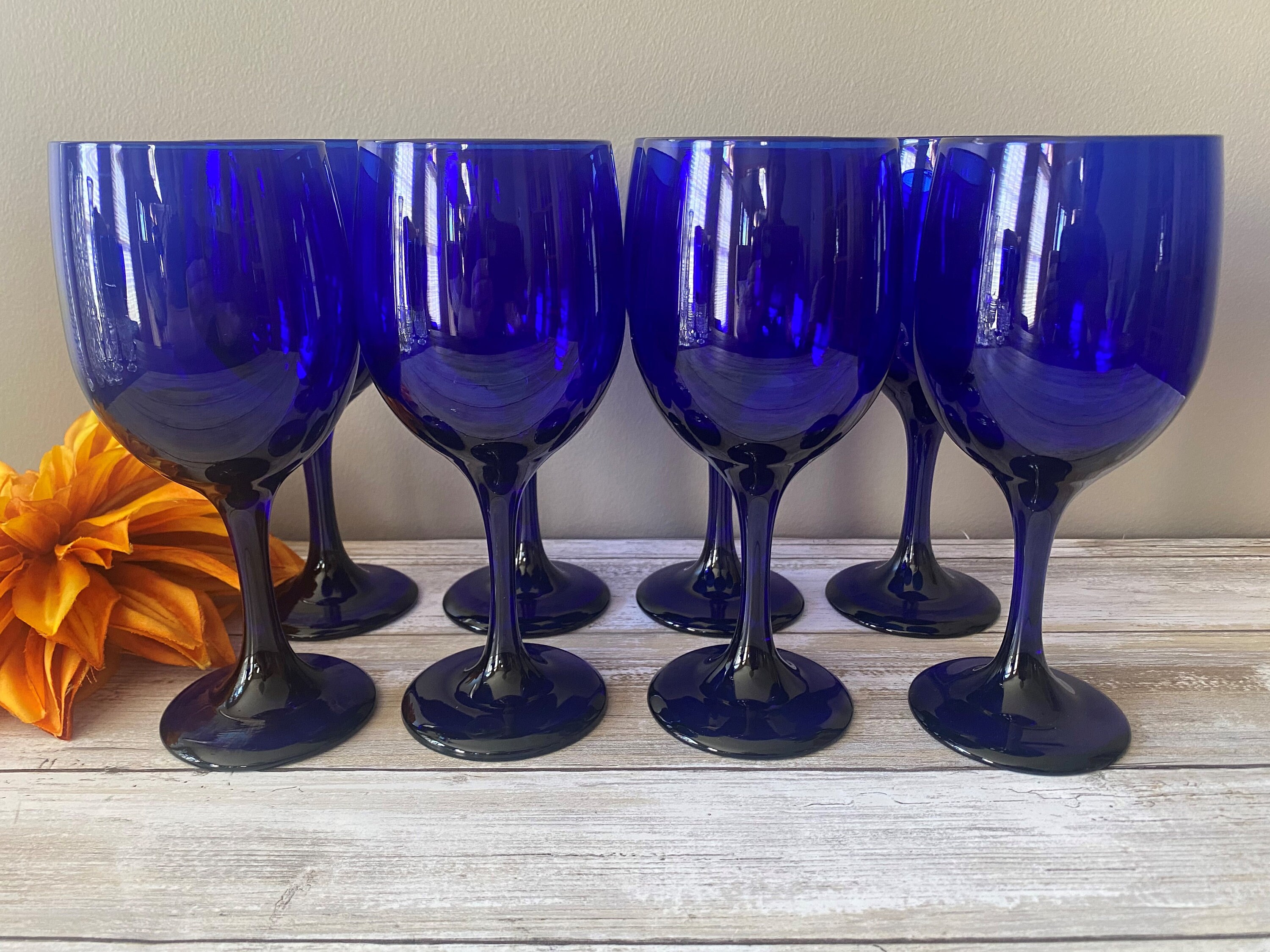 Libbey Cobalt Blue Wine Glasses, Set of 4 - Ruby Lane