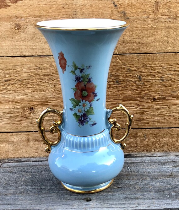 【miyuu vintage】ブルー花柄 花瓶 花器 フラワーベース 2点セット miyuu Vintage flower vase 花柄／水色 vintageブルー花柄 花瓶 花器
