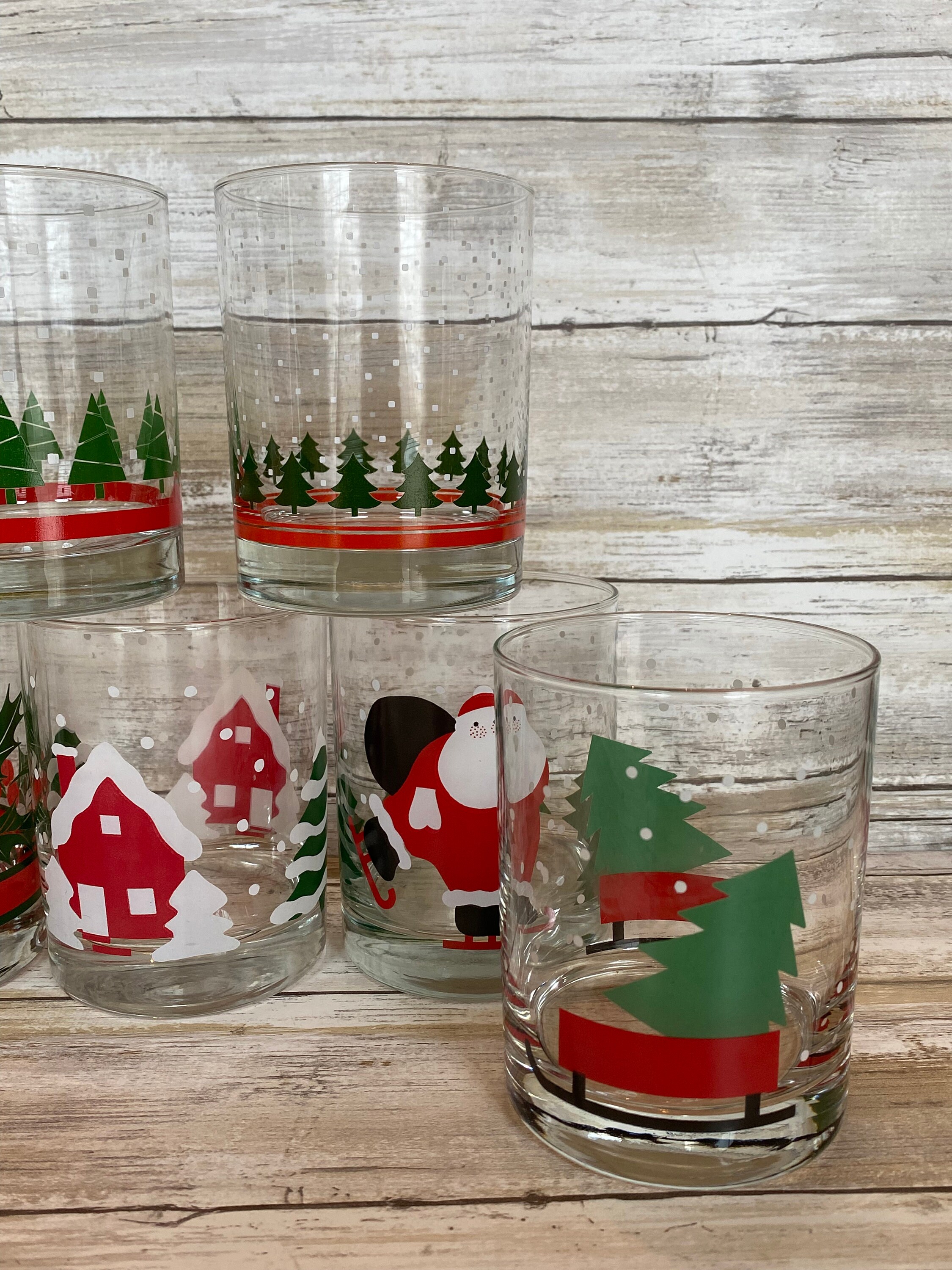 Mismatched Holiday Old Fashioned Glassware Set of 8 4 1/4 14 Oz