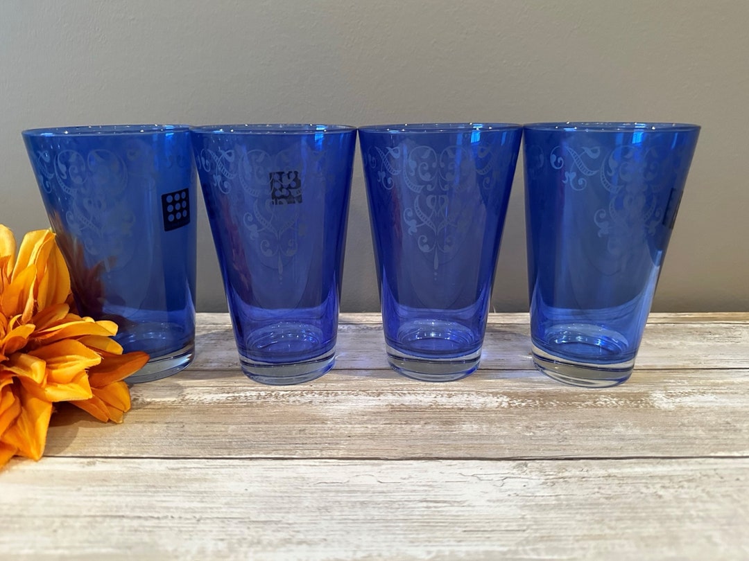 Circleware Edesign Cobalt Blue Tumblers Etched Design Etsy