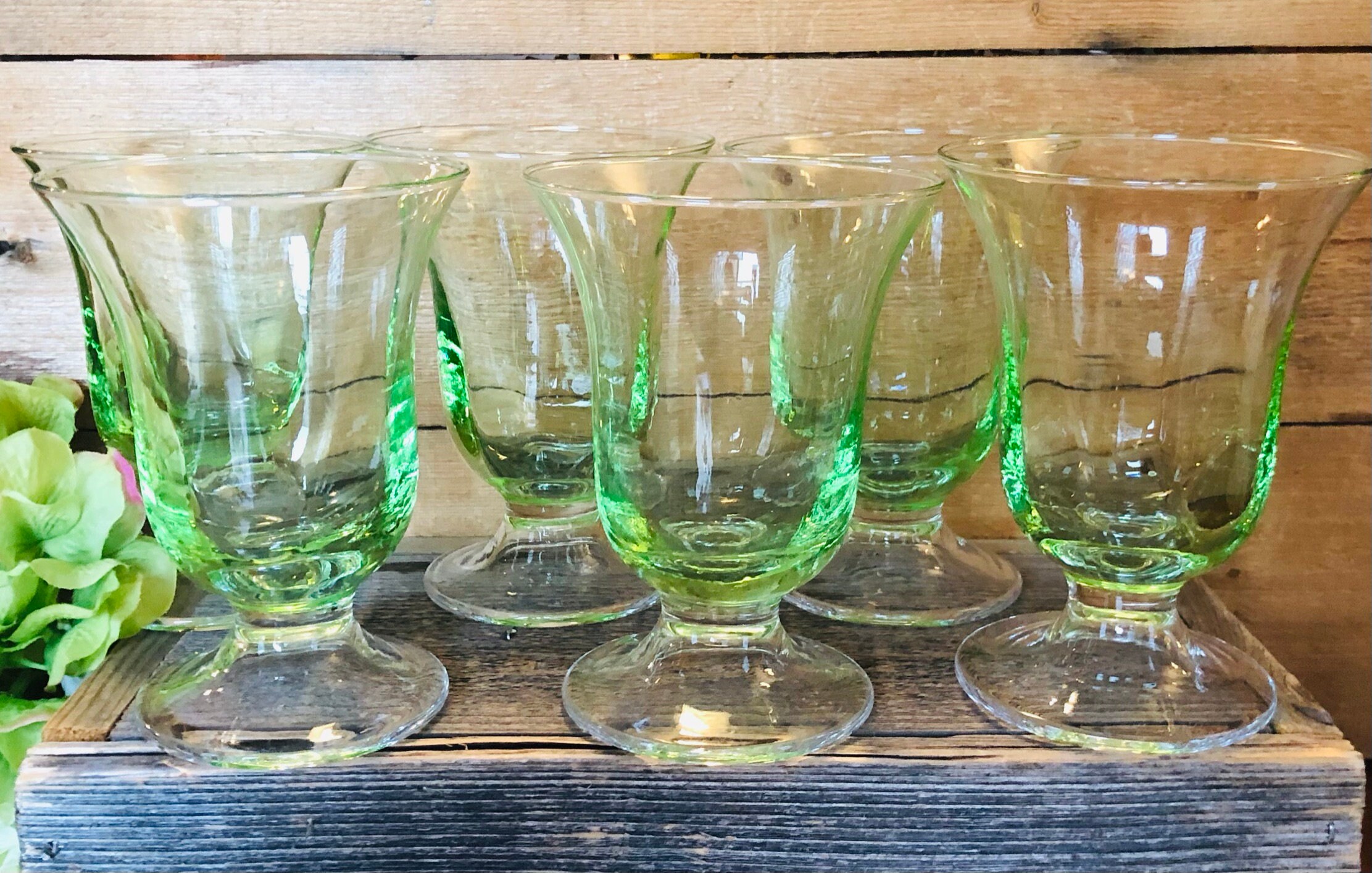 Lime Green Stemmed Water Goblets Set of 6 Etsy