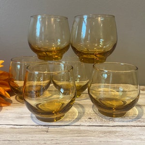 Vintage - Libbey - Amber - Tempo - Old Fashioned - Set of 6 - 3 1/4&quot; Tall - 9 oz.