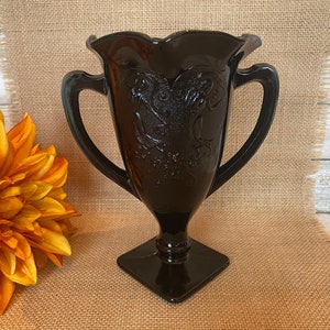 Vintage - Smith Glass - Snake Dance Black - Crimped Vase - 7 1/8&quot; Tall - GORGEOUS