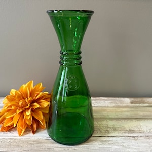 Vintage - Empoli Verde (Emerald Green) Glass - Vase/Wine Carafe - 11&quot; Tall - Beautiful!