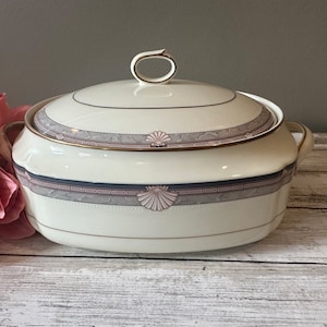 vintage - Noritake - Stanford Court - Bol à légumes couvert ovale - État neuf - Magnifique !