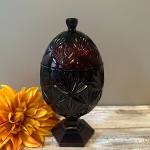Luminarc - Ruby Red - Egg Shaped - Covered Compote - 9&quot; - MINT Condition!