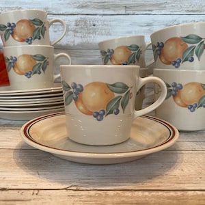 Corning Ware - Abundance -  Coffee / Tea Cups & Saucers - 8 Sets Available - Sold Individually