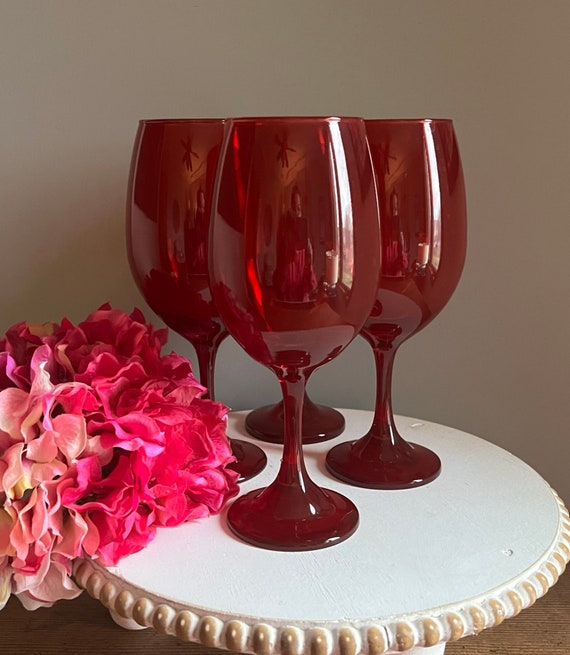 Fire Engine Red Wine Glasses Set of 4 Two Sets Available 