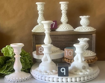 Milk Glass Candle Stick Holders - Four Sets Available - Sold Separately