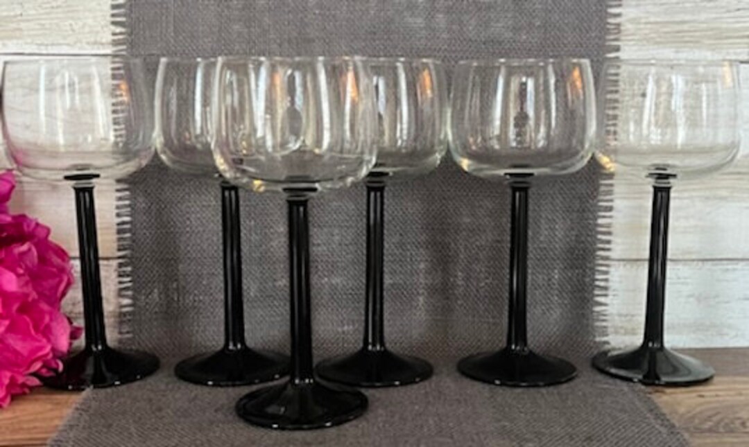 Luminarc Wine Glasses Black Stem 7 Tall 8 Oz. Etsy