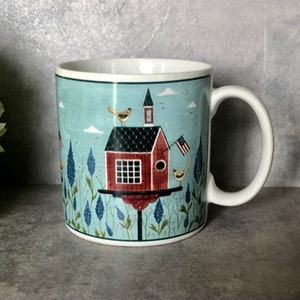 SAKURA Warren Kimble Coffee Mug Cup BARN BIRDHOUSE S33