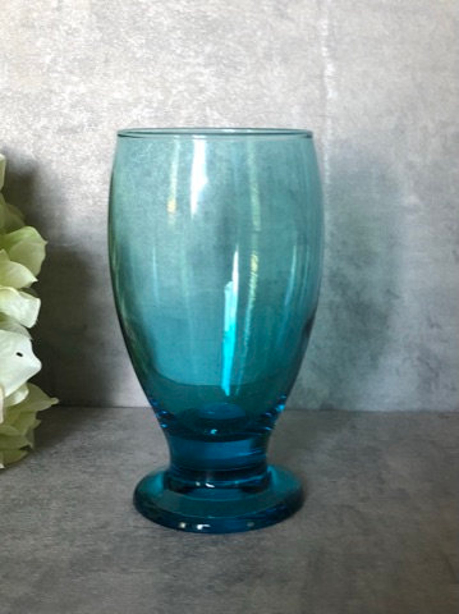 Aqua Blue Footed Water Glasses Set of 3 Etsy