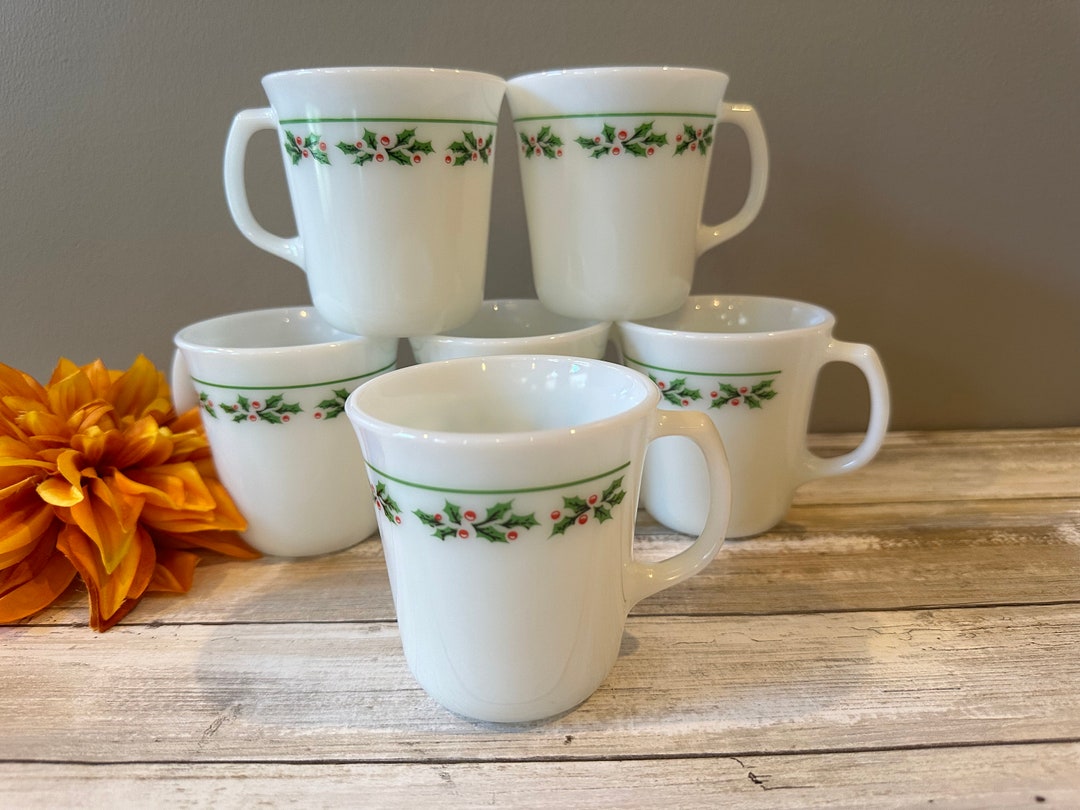 Holly Days Corning corelle Mug Set of 6 3 1/2 Etsy
