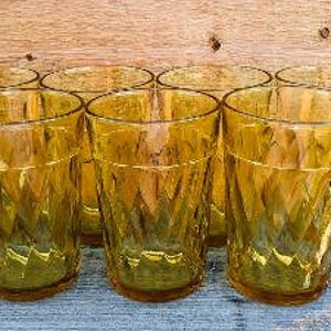 Lot 3 Vintage Heavy Drinking Glasses W/ Handles Diamond Texture 14 Oz 5.5”  Tall