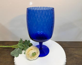 MCM - Pedestal  Compote - Cobalt Blue - Optic Art - Made in Italy - Scalloped Top - 10" - GORGEOUS!