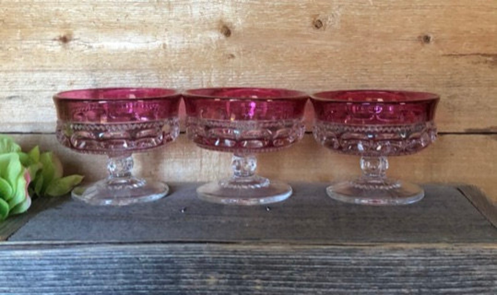 Vintage Indiana Glass Kings Crown Cranberry Red Flash Etsy