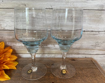 Six Sasaki Harmony Azure Glasses, Sasaki Blue - 2 Wine, 2 Water, 2