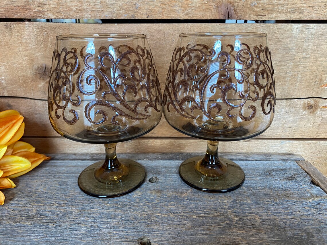 Vintage Libbey prado Tawny Brandy Glasses Set of 2 Etsy
