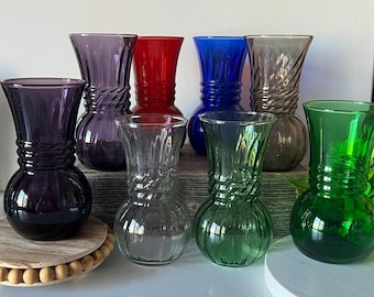 Your Choice - Many Colors - Indiana Glass Optic Swirl 7" Vase - Quantities Vary