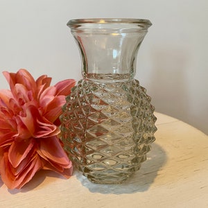 Vintage FTD Pineapple Vase Clear Pressed Glass Vases - Sold Separately - 10 Available