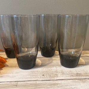 Classic Smoke Black Gray Weighted Base 4in Tall Sturdy Thick Well Made  Glass Cup