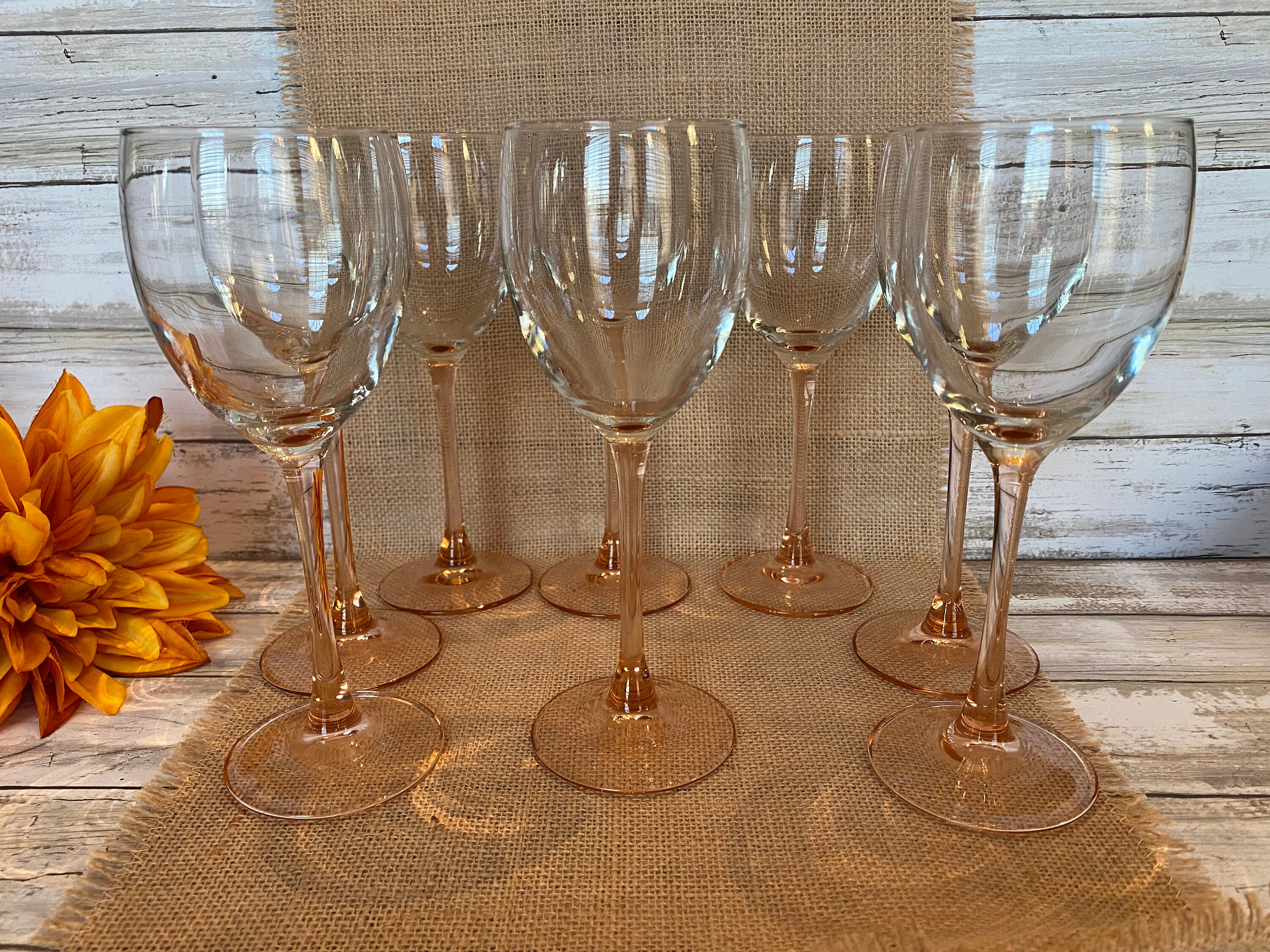 Luminarc Pink Stem Wine Glasses Set of 8 73/4 Etsy