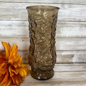 Vintage - EO Brody - Brown Crinkle - Vase - 8 1/2&quot; Tall