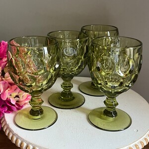 Imperial Glass - Provincial - Set of 4 - Green - Water Goblets - 5 5/8" Tall - 10oz. - FIVE Sets Available