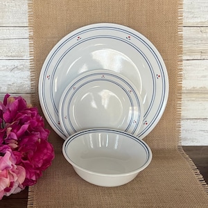6 Three Piece Place Settings - Corelle Country Hearts - 6 Dinner Plates - 6 Bread Plates - 6 Cereal Bowls
