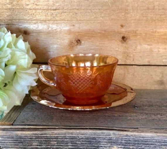 3 Available Vintage Marigold Carnival Glass Coffee/tea Cups Etsy