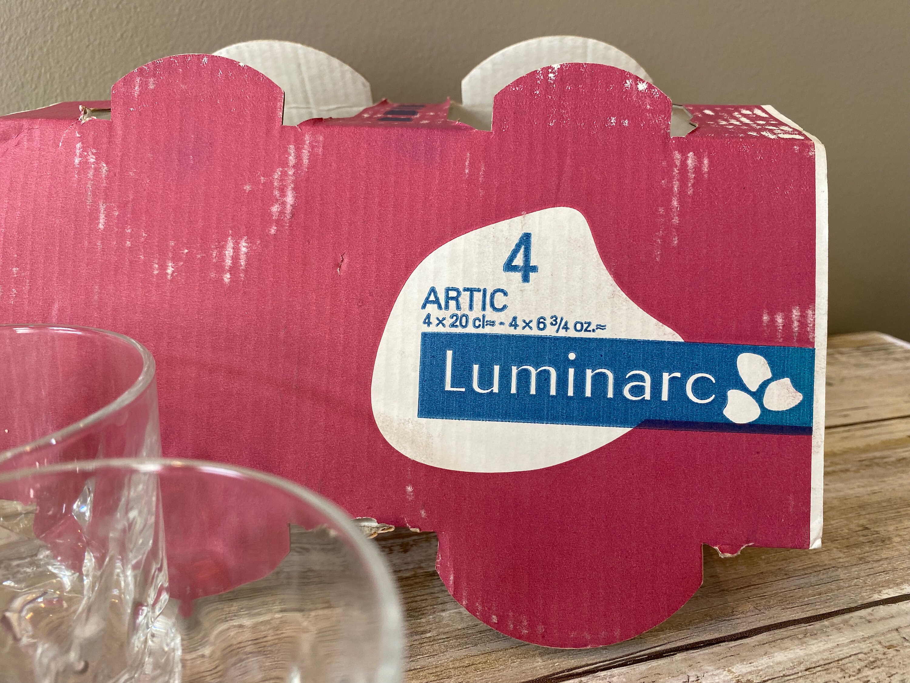 Set 4 Cut Luminarc Crystal Wine Glasses 8 Oz. 6 3/4” Diamonds 2” Hexagon  Stem