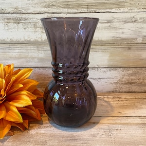 Mid-Century - Anchor Hocking - Purple - Glass - Optic Swirl - Vase - 5 Available - Sold Individually