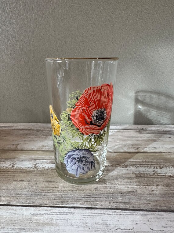 【gloce. vintage 花瓶】 Vintage - Pilkington Chance - Glass - Colorful Poppies - 1960's