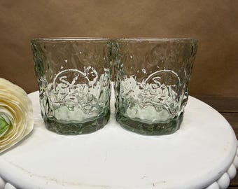 Maker's Mark - Signature SIV - Textured - Crystal Whiskey Glasses - Green Tint - Set of 2 - THREE Sets Available - 3 1/2" Tall - 10 oz.