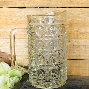 Vintage Clear Glass Windsor Button & Cane Small Pitcher