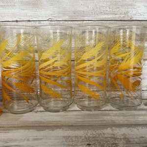 Vintage Libbey Harvest Golden Wheat 16 Oz Cooler Drinking Glasses Set Of 5