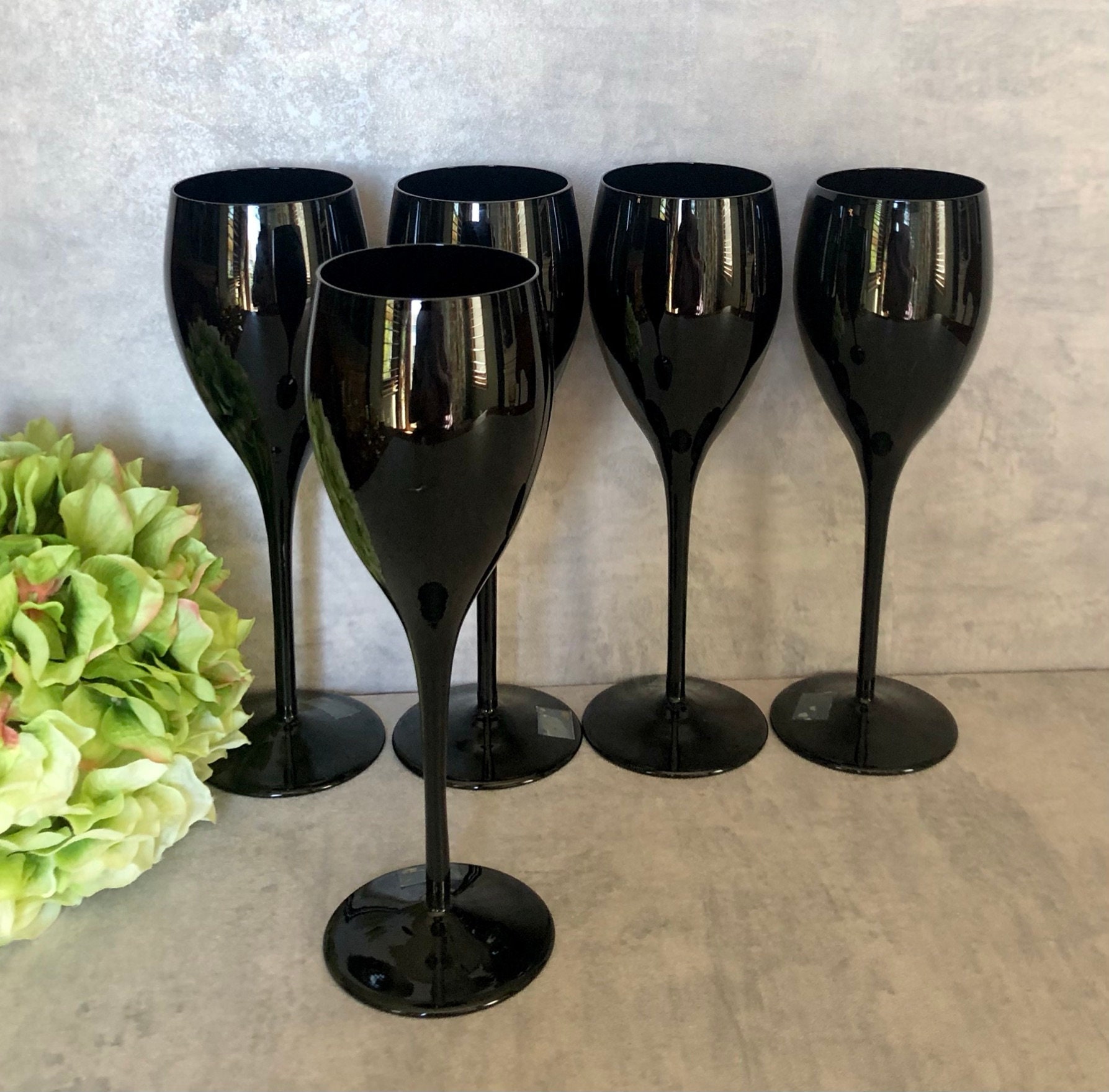 Mikasa Elite Long Stemmed Black Wine Champagne or Water Etsy