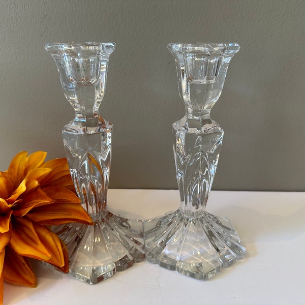 Crystal Clear Industry - Clear - Candlesticks - Set of 2 - 7" Tall - Gorgeous!