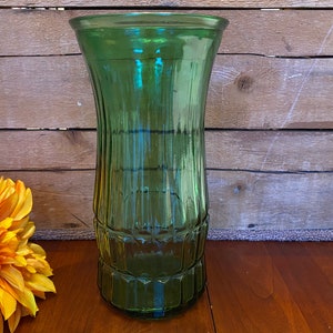 Vintage - EO Brody - Emerald Green - Ribbed Vase - 9.5&quot; Tall - 2 Available