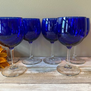 Libbey - Montebello - Cobalt Blue - Wine Glass - Set of 6 - 6 3/4&quot; Tall - 16 oz. - GORGEOUS!