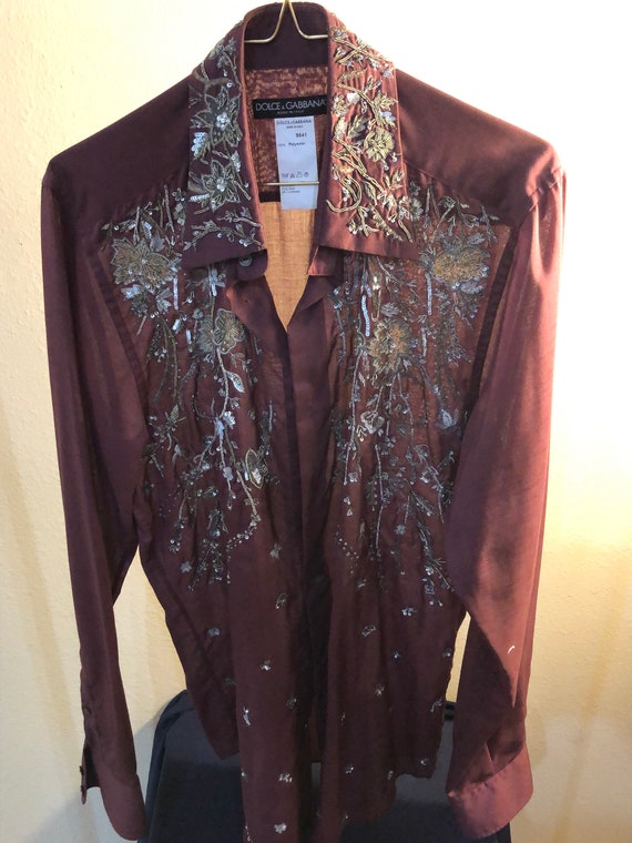 Dolce & Gabbana Mens Embroidered Shirt With Sequins Y2K - Etsy Dolce & Gabbana Mens Embroidered Shirt With Sequins Y2K - Etsy