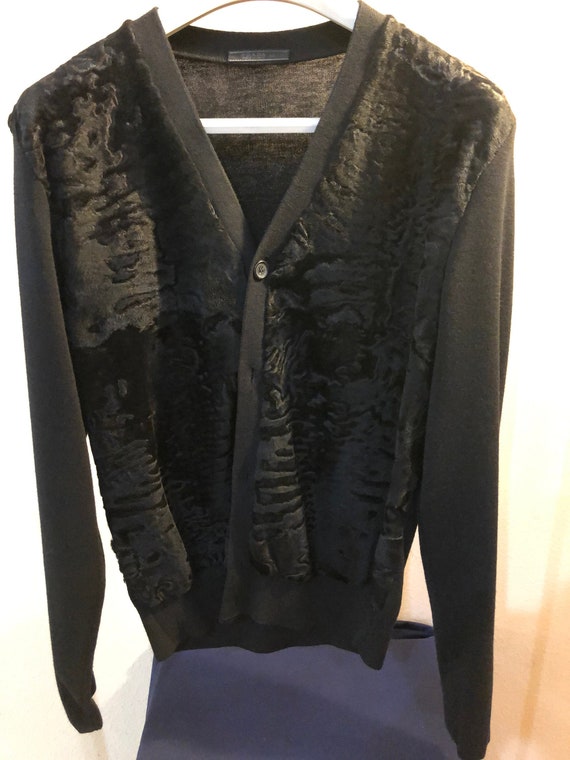 Prada Lamb Fur and Wool Cardigan. Mens 
