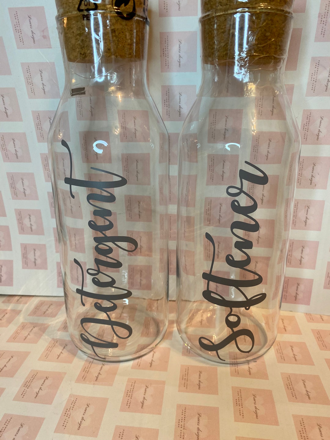 Large glass cork top bottles