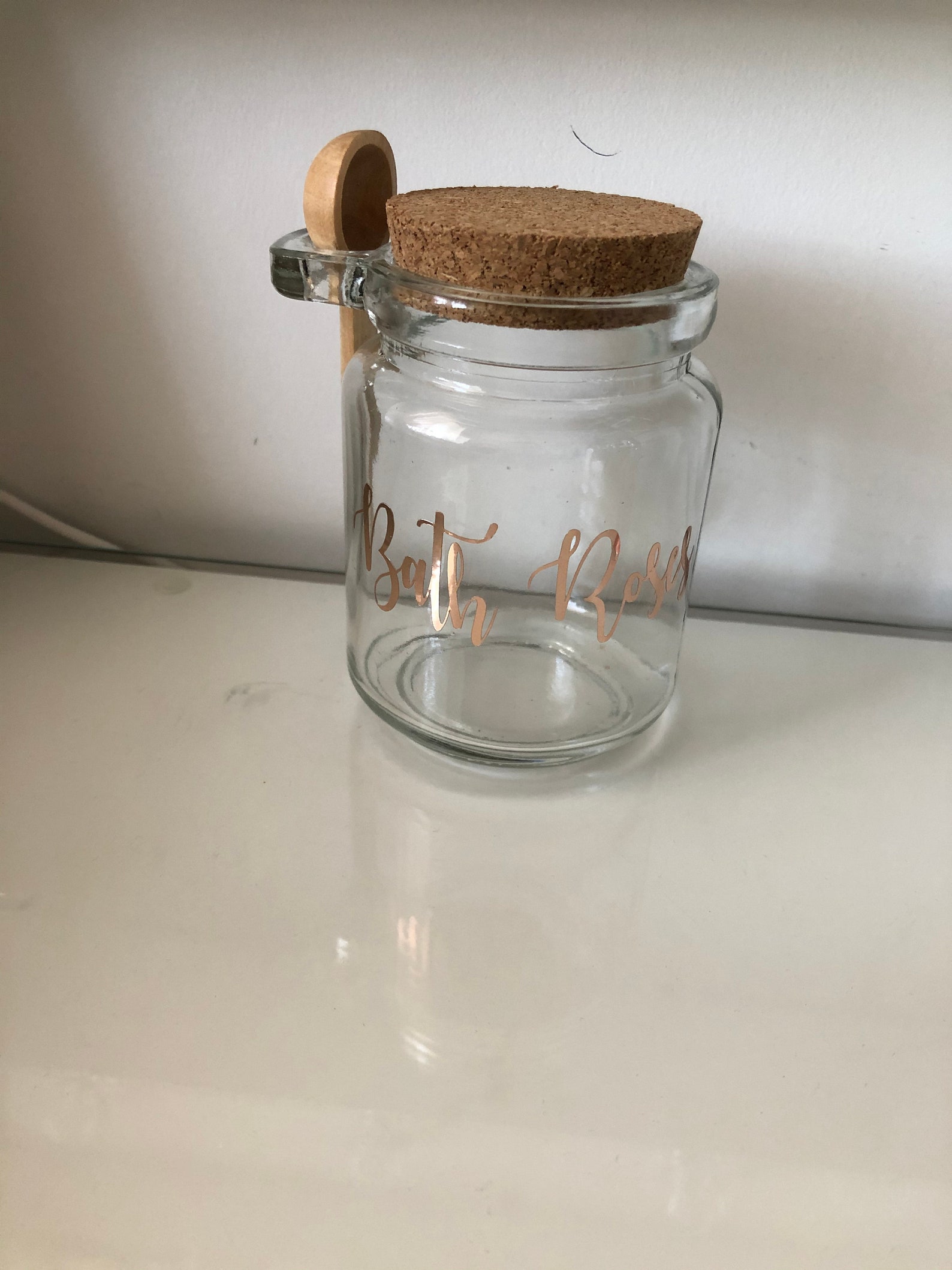 8oz glass jars with cork lid and wooden spoon Etsy
