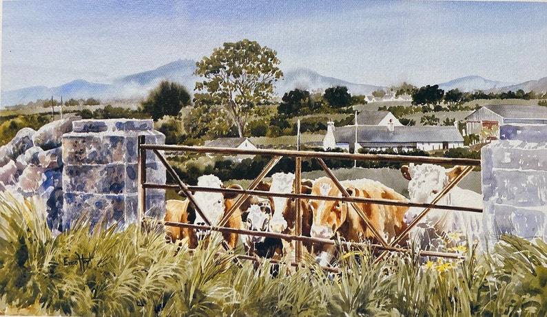 Bessie's Family. Pastoral scene of cows. Farm life. image 2