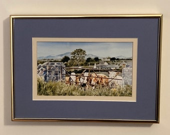 Bessie's Family. Pastoral scene of cows. Farm life.