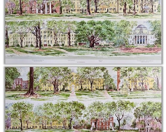 Set of 2. USC Horseshoe III and IV. Each print contains two rows of buildings around the iconic original campus. Save on both.