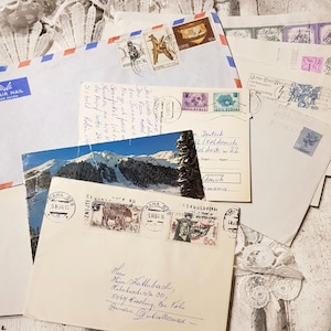 Envelopes e cartões vintage, diário de lixo