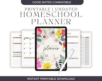 2025-2026 Homeschool Planner | 80+ PAGES | Colorful Floral Planner | Homeschool Organization | GoodNotes & PDF Compatible