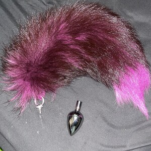Butt Plug Fox Tail,Grass Green Black Artificial Handmade Fox Tail,SM Props,  Stainless Steel Anal Plug,Female Anal Expander,Cosplay Sex